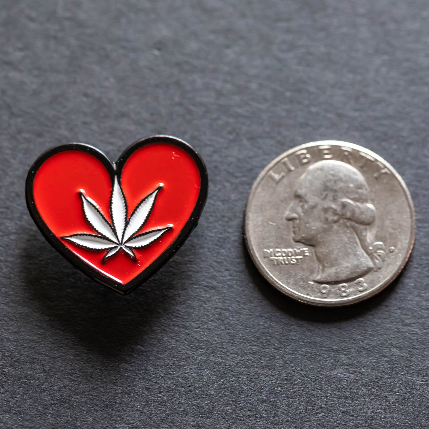 Heart Shape Pot Leaf Lapel Pin 1" Inch