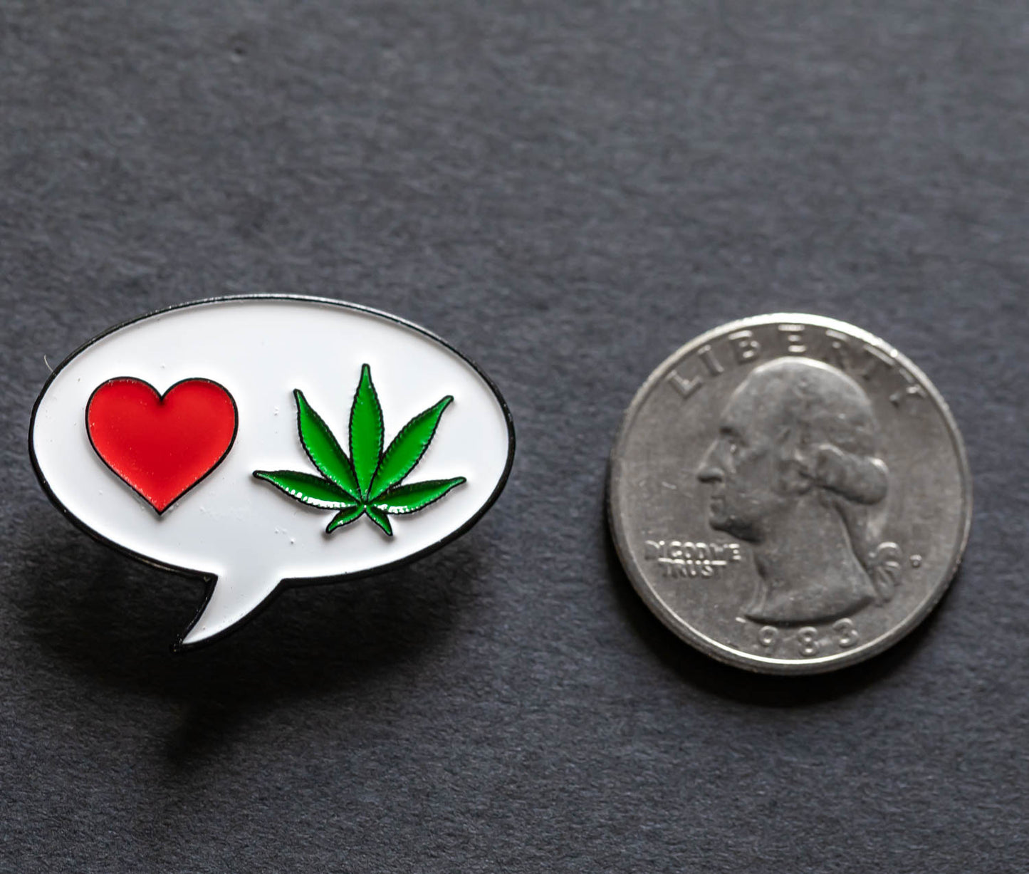 I Heart Pot Leaf Speech Bubble Lapel Pin 1.25" Inch