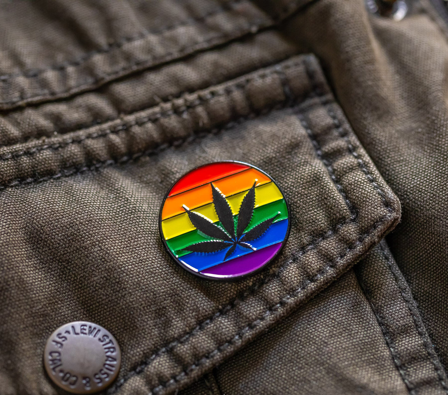 Pride Pot Leaf LGBTQ Rainbow Lapel Pin