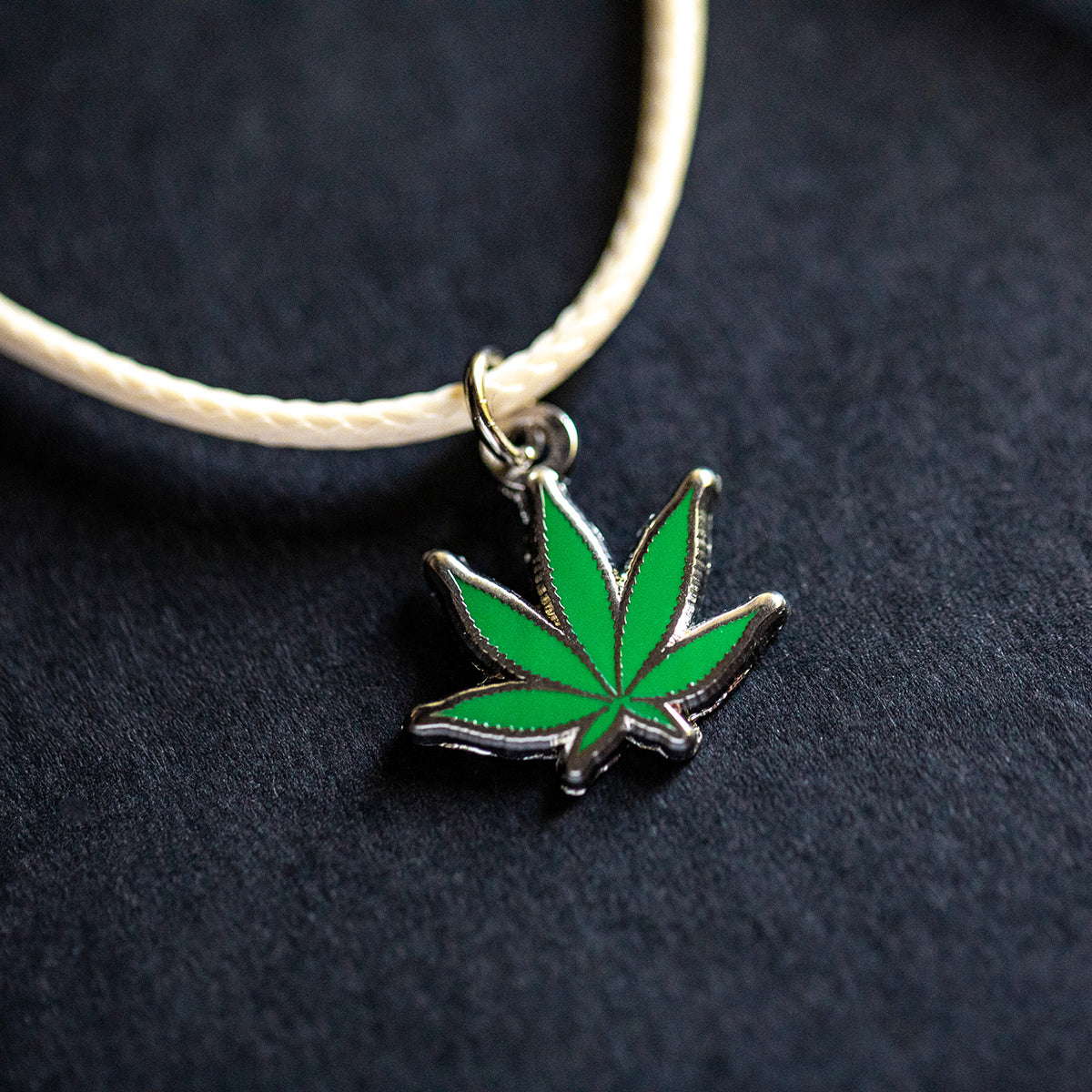 Pot Leaf Pendant Cord Necklace