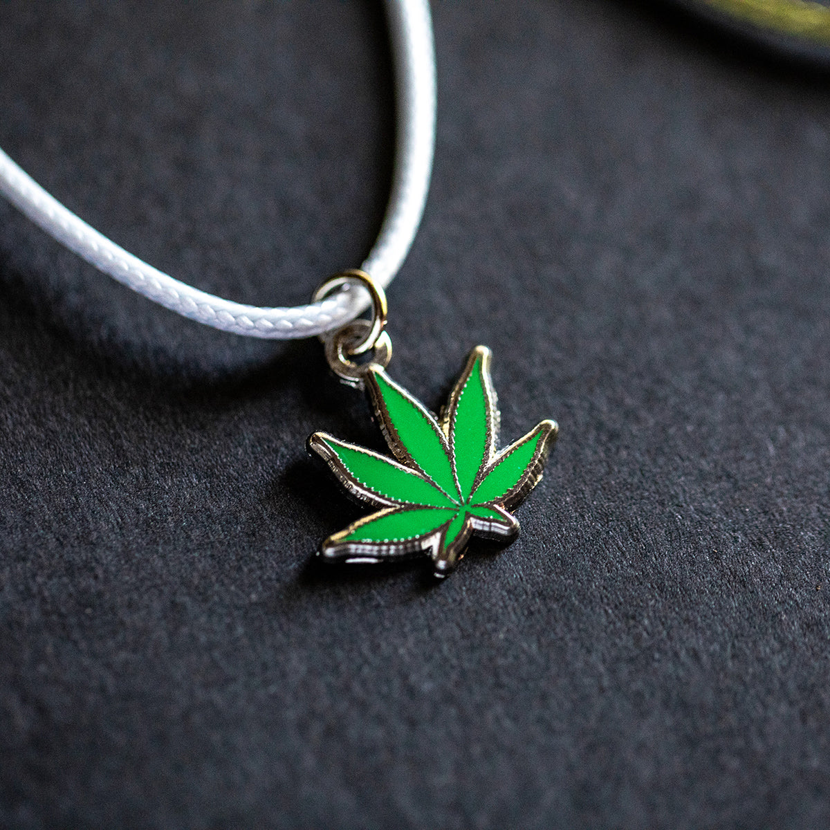 Pot Leaf Pendant Cord Necklace