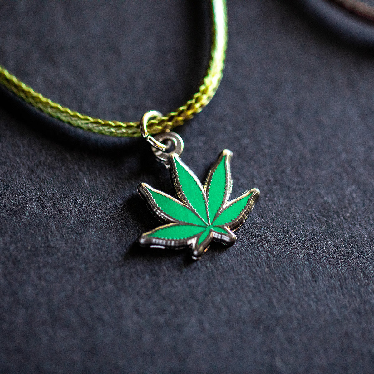 Pot Leaf Pendant Cord Necklace