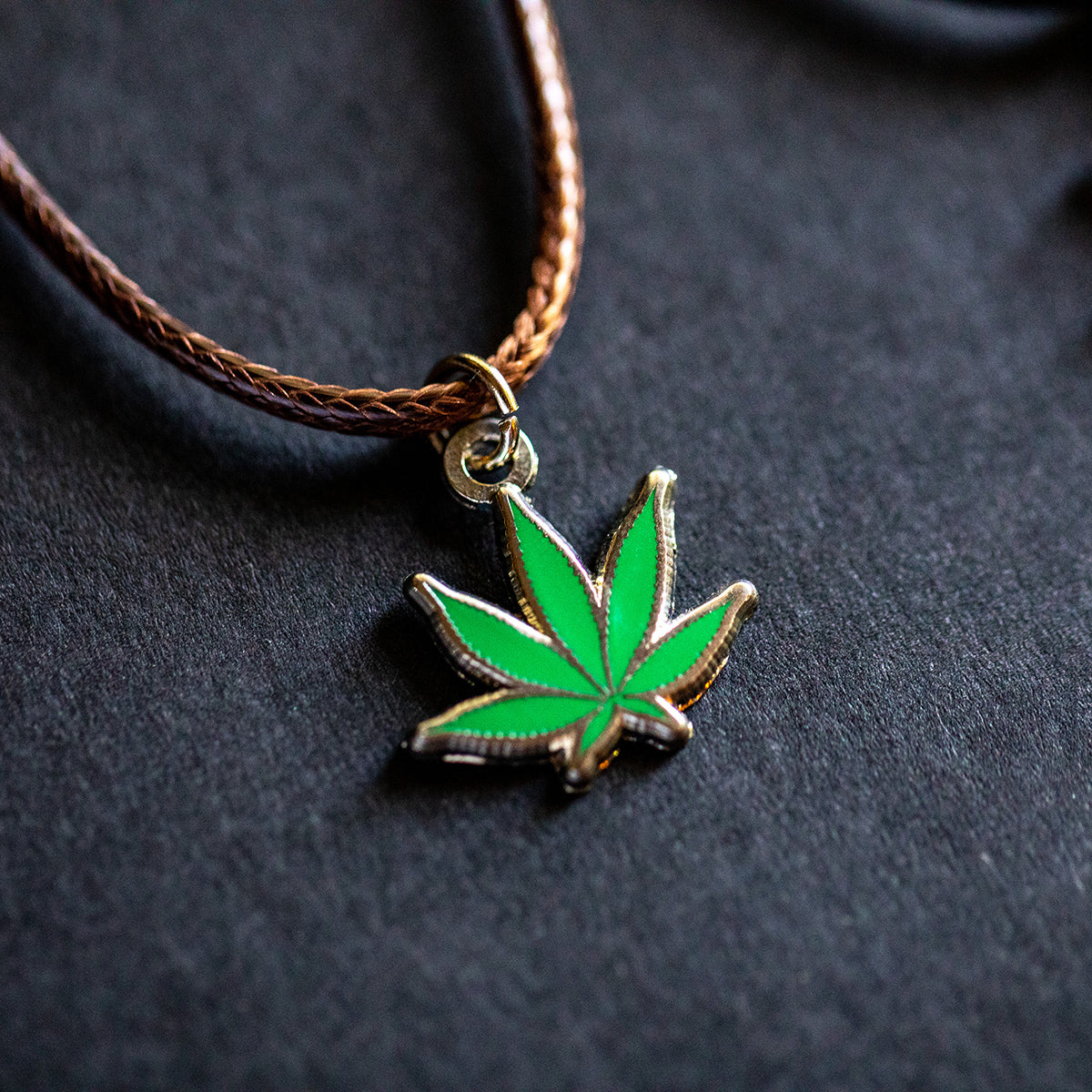 Pot Leaf Pendant Cord Necklace