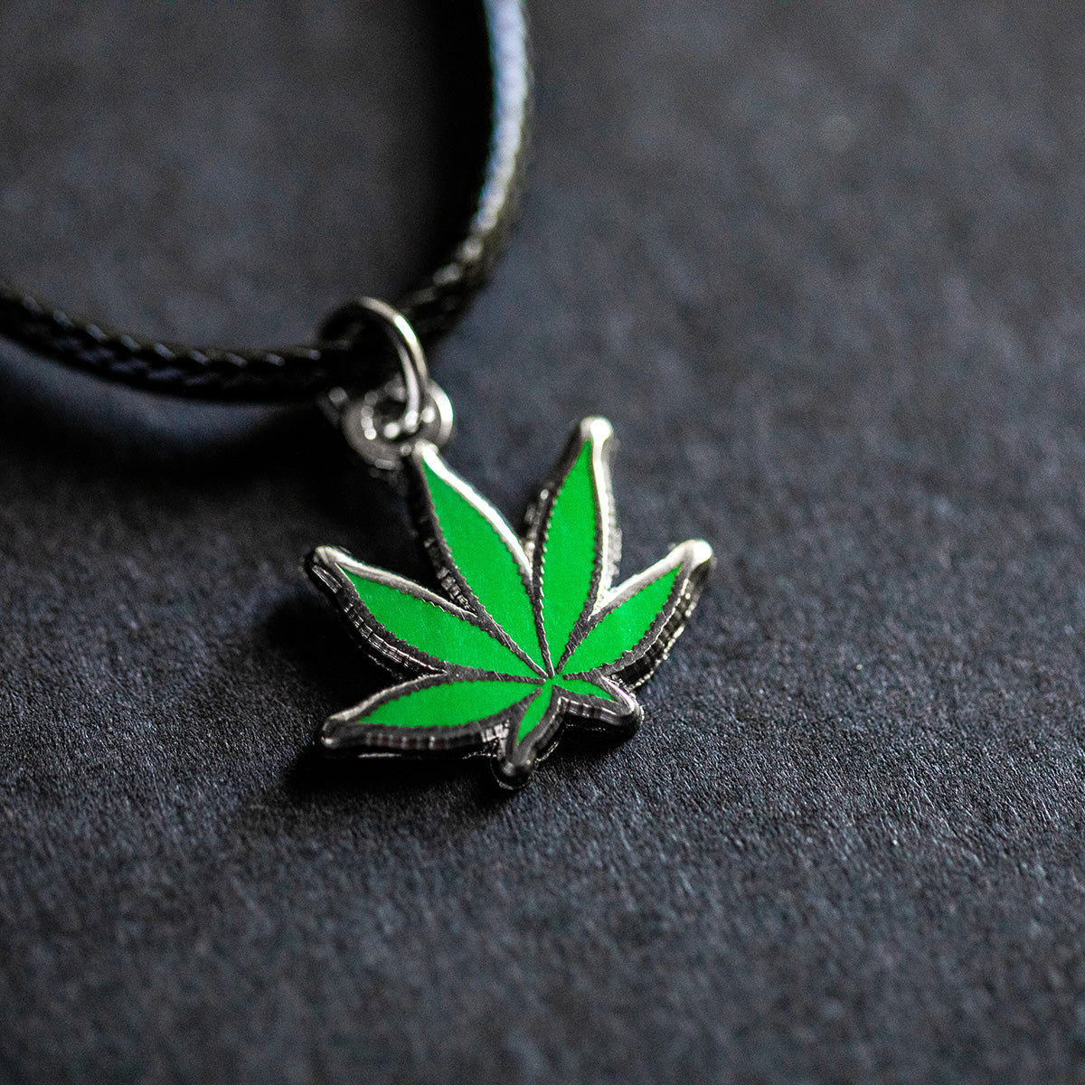 Pot Leaf Pendant Cord Necklace