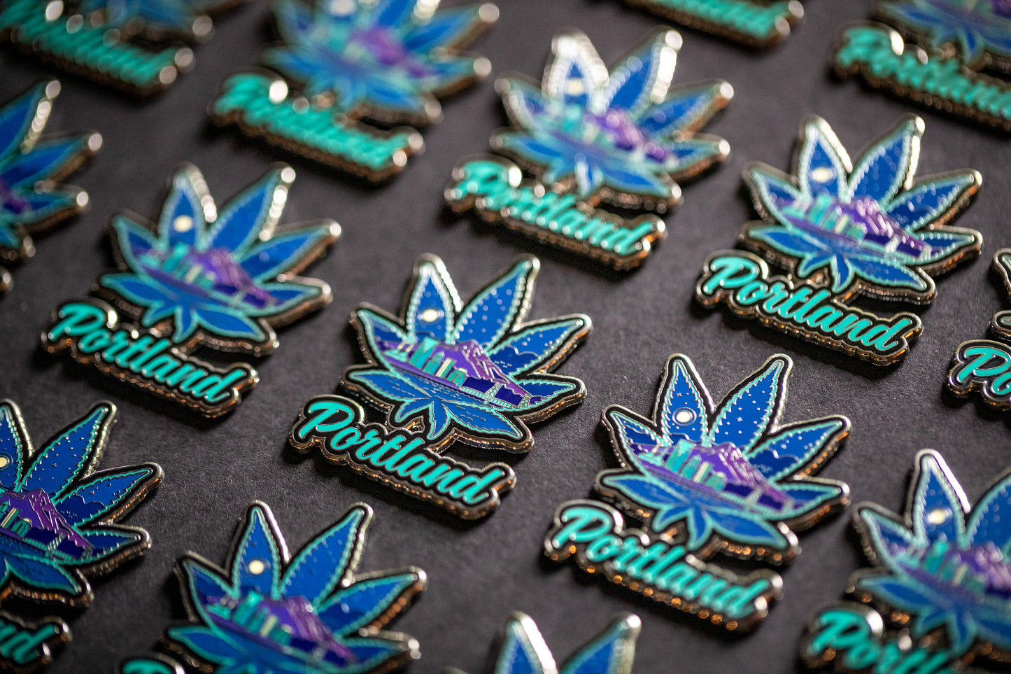 Portland PDX Pot Leaf at Night Lapel Pin 2" Inch