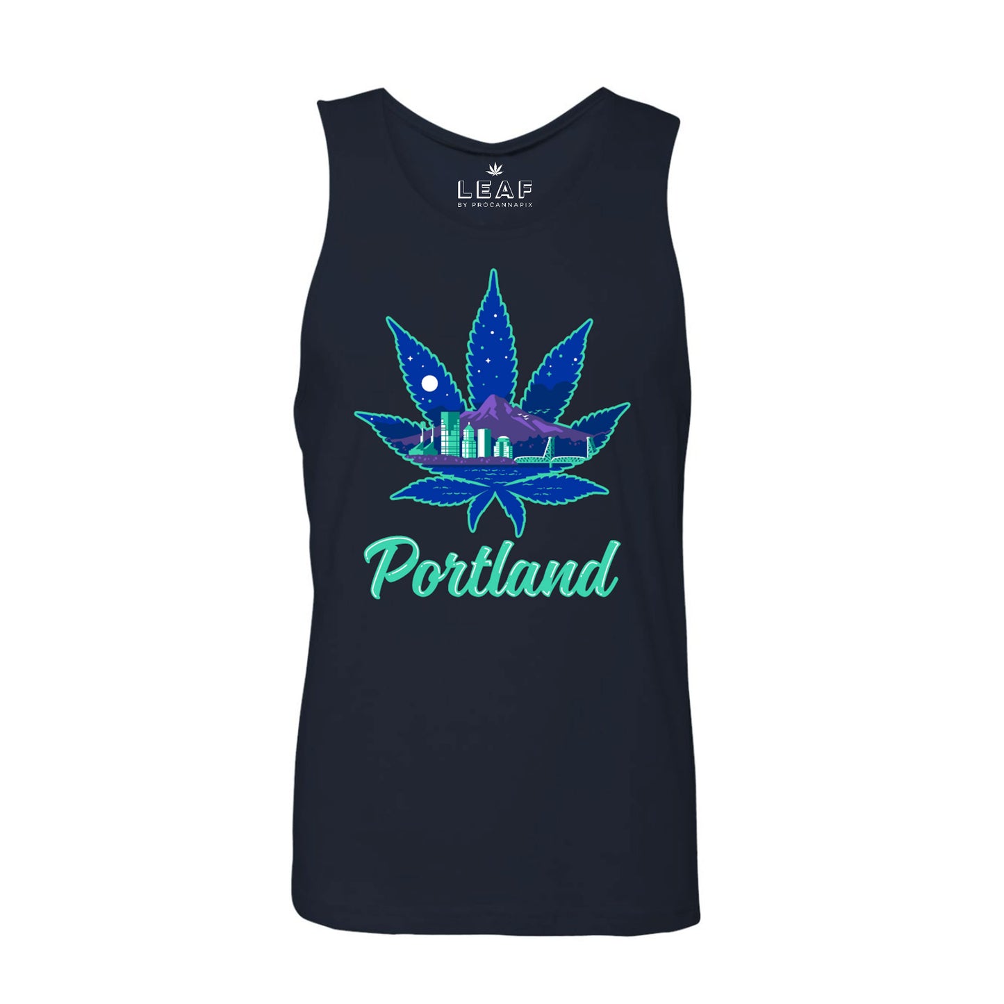 Portland PDX at Night Pot Leaf Tank Top Athletic Men's Cut