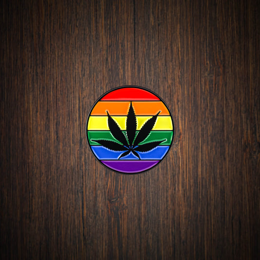 Pride Pot Leaf LGBTQ Rainbow Lapel Pin